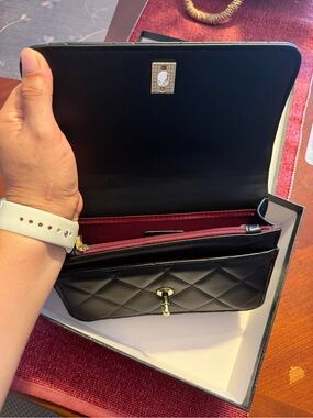 & Other Stories Black Quilted Clutch with Gold-Tone Turn Lock
